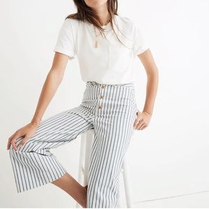 Madewell Wide Leg Crop Button Front Stripe Sailor Pants